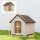 Hundehütte wetterfestes Hundehaus 88 x 79 x 89 cm Erhöhte Hundehöhle mit aufklappbarem Asphaltdach, Bodenankern