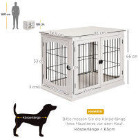 Transportbox für Hunde 58,5 cm x 81 cm x 66 cm Türen, MDF-Holz Eisen, 58, 5 cm x 81 cm x 66 cm, Weiß