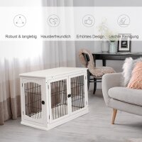 Transportbox für Hunde 58,5 cm x 81 cm x 66 cm Türen, MDF-Holz Eisen, 58, 5 cm x 81 cm x 66 cm, Weiß