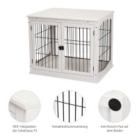Transportbox für Hunde 58,5 cm x 81 cm x 66 cm Türen, MDF-Holz Eisen, 58, 5 cm x 81 cm x 66 cm, Weiß