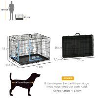 Hundebox, Transportbox, Drahtbox, herausnehmbare Bodenwanne, Schwarz