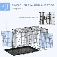 Hundebox, Transportbox, Drahtbox, herausnehmbare Bodenwanne, Schwarz