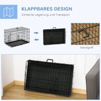 Hundebox, Transportbox, Drahtbox, herausnehmbare Bodenwanne, Schwarz
