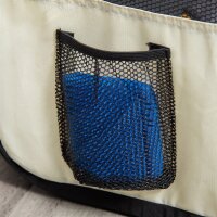Welpenauslauf faltbar Netzabdeckung Hundelaufstall atmungsaktives Netz Ø120 x 58H cm Schwarz+Cremeweiß