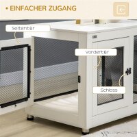 Hundebox, inkl, weicher Matte, 2 Türen, 2 Türen, verriegelbar, Stahl, Weiß, 94 x 60 x 71,5 cm