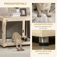 Hundebox Hundekäfig, Modernes Design, verriegelbar, 2 Türen, 94 cm x 60 cm x 71,5 cm, Natur + Schwarz