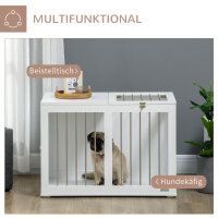 Hundekäfig mit 2 Türen, Hundebox, verriegelbar, Stahlgitter, 80 cm x 50 cm x 56,5 cm, Weiß + Silber