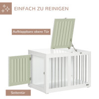 Hundekäfig mit 2 Türen, Hundebox, verriegelbar, Stahlgitter, 80 cm x 50 cm x 56,5 cm, Weiß + Silber