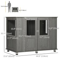 Hundebox, 2 Türen, inkl, Verriegelung,116 cm x 60 cm x 87 cm, Grau
