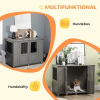 Hundebox, 2 Türen, inkl, Verriegelung,116 cm x 60 cm x 87 cm, Grau