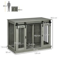 Hundekäfig mit 2 Türen, Hundebox, Transportbox für Hunde, rustikales Design, verriegelbar, Grau
