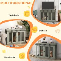 Hundekäfig mit 2 Türen, Hundebox, Transportbox für Hunde, rustikales Design, verriegelbar, Grau