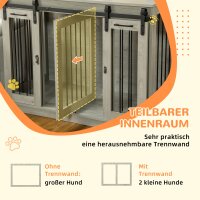 Hundekäfig mit 2 Türen, Hundebox, Transportbox für Hunde, rustikales Design, verriegelbar, Grau