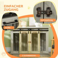 Hundekäfig mit 2 Türen, Hundebox, Transportbox für Hunde, rustikales Design, verriegelbar, Grau