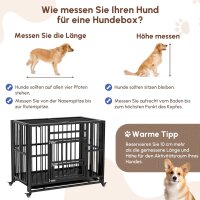 Hundebox Hundekäfig, inkl, Bodenwanne, Verriegelung, Universalrollen, 94 cm x 58 cm x 78 cm, Schwarz