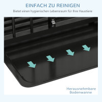 Hundebox Hundekäfig, inkl, Bodenwanne, Verriegelung, Universalrollen, 94 cm x 58 cm x 78 cm, Schwarz