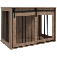 Hundebox Hundekäfig, Verriegelbar, Holzoptik,...