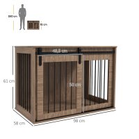 Hundebox Hundekäfig, Verriegelbar, Holzoptik, rustikales Design, 98 cm x 58 cm x 61 cm, Walnuss + Schwarz