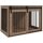 Hundebox Hundekäfig, Verriegelbar, Holzoptik, rustikales Design, 98 cm x 58 cm x 61 cm, Walnuss + Schwarz
