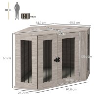 Hundebox, Hundekäfig, Eckdesign, inkl, Verriegelung, 1 Liegekissen, 104 x 55 x 63 cm, Braun