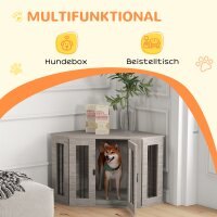 Hundebox, Hundekäfig, Eckdesign, inkl, Verriegelung, 1 Liegekissen, 104 x 55 x 63 cm, Braun