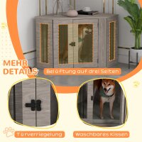 Hundebox, Hundekäfig, Eckdesign, inkl, Verriegelung, 1 Liegekissen, 104 x 55 x 63 cm, Braun