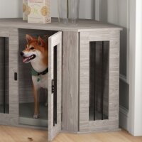 Hundebox, Hundekäfig, Eckdesign, inkl, Verriegelung, 1 Liegekissen, 104 x 55 x 63 cm, Braun