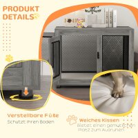 Hundebox, Welpenbox, mit Ablagefläche, wasserabweisendes Kissen, Stahlgitter, verstellbare Füße, 94x60x71,5 cm
