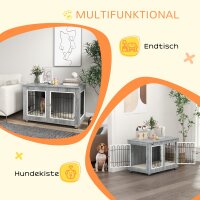 Hundekäfig Hundebox waschbares Polster, 2 Verriegelungen, 90 cm x 58 cm x 65 cm, Grau