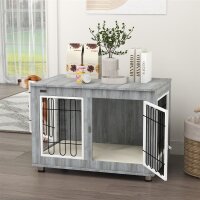 Hundekäfig Hundebox waschbares Polster, 2 Verriegelungen, 90 cm x 58 cm x 65 cm, Grau