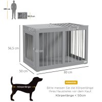 Hundekäfig Hundebox Hundetransportbox,  2 Türen, verriegelbar, Stahlgitter, 80 cm x 50 cm x 56,5 cm, Grau