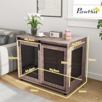 Hundebox, Transportbox für Hunde, Rückzugsbox für Haustiere, verschließbare Türen, 98 x 60 x 78 cm, Hellbraun