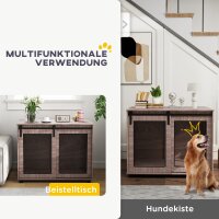 Hundebox, Transportbox für Hunde, Rückzugsbox für Haustiere, verschließbare Türen, 98 x 60 x 78 cm, Hellbraun