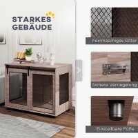 Hundebox, Transportbox für Hunde, Rückzugsbox für Haustiere, verschließbare Türen, 98 x 60 x 78 cm, Hellbraun
