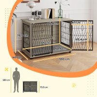 Hundebox, Hundekiste, Verschließbare Aufenthaltsbox für große Hunde, Grau