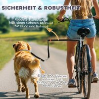 Hundeleine fürs Fahrrad, elastisches Seil, Stahlrohr, 124 cm, Schwarz
