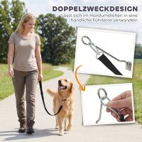 Fahrradleine für Hunde mit Stoßdämpfern verstellbar Gurt abnehmbar Schnellverschluss für Training Joggen Silber+Schwarz