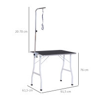 Trimmtisch für Hunde Hundepflegetisch klappbar, Haustierpflegetisch mit höhenverstellbarem Galgen, Schlingen, rutschfest Oberfläche, Schertisch bis 150 kg, 91,5 x 61,5 x 76 cm, Schwarz