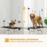 Hundepflegetisch Höhenverstellbar Tierpflegetisch Klappbar Hunde Pflegetisch Hundefriseur Tisch Schertisch Trimmtisch mit Unterkorb für Hunde Katzen bis zu 100 kg Schwarz