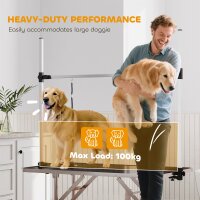 Hundepflegetisch Höhenverstellbar Tierpflegetisch Klappbar Hunde Pflegetisch Hundefriseur Tisch Schertisch Trimmtisch mit Unterkorb für Hunde Katzen bis zu 100 kg Schwarz