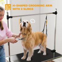 Hundepflegetisch Höhenverstellbar Tierpflegetisch Klappbar Hunde Pflegetisch Hundefriseur Tisch Schertisch Trimmtisch mit Unterkorb für Hunde Katzen bis zu 100 kg Schwarz