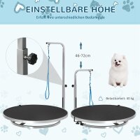 Trimmtisch für Hunde drehbar Hundepflegetisch mit höhenverstellbarem Galgen Schlinge rutschfest Oberfläche Haustierpflegetisch für Haushaltsbaden Haartrocken bis 40 kg Ø65 x 72H cm Schwarz