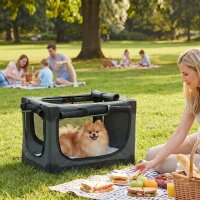 Hundebox faltbar Hundetransportbox mit Kissen abnehmbar...