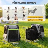 Hundebox erweiterbar Transportbox Hund mit 5 Taschen reflektierendem Streifen für Hunde bis 10 kg 33,5x28x42cm Hellgrau