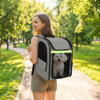 Hundebox erweiterbar Transportbox Hund mit 5 Taschen reflektierendem Streifen für Hunde bis 10 kg 33,5x28x42cm Hellgrau