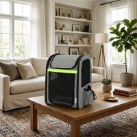 Hundebox erweiterbar Transportbox Hund mit 5 Taschen reflektierendem Streifen für Hunde bis 10 kg 33,5x28x42cm Hellgrau