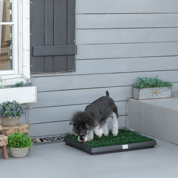 Hundetoilette mit Gras 63 x 51 cm Hundeklo Waschbar Welpentoilette Welpenklo mit herausnehmbarer Schublade, Trainingsunterlage für Kleine Hunde Große Hunde