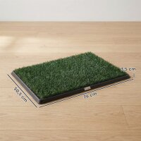 Hundetoilette 76 x 50,5 cm Hundeklo mit 2 Kunstrasen waschbar Welpentoilette für Hunde für Balkon Zuhause Schwarz+Grün