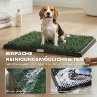 Hundetoilette 76 x 50,5 cm Hundeklo mit 2 Kunstrasen waschbar Welpentoilette für Hunde für Balkon Zuhause Schwarz+Grün