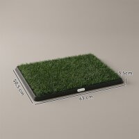 Hundetoilette 63 x 50,5 cm Hundeklo mit 2 Kunstrasen waschbar Welpentoilette für Hunde für Balkon Zuhause Schwarz+Grün
